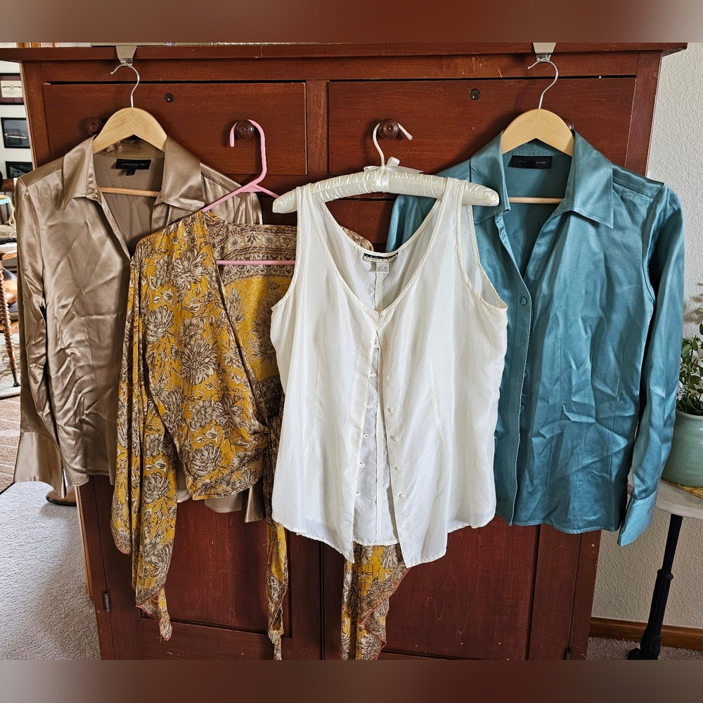 Womens Vintage Silk Blouse Lot, Classiques Entier, New York Silk Studios